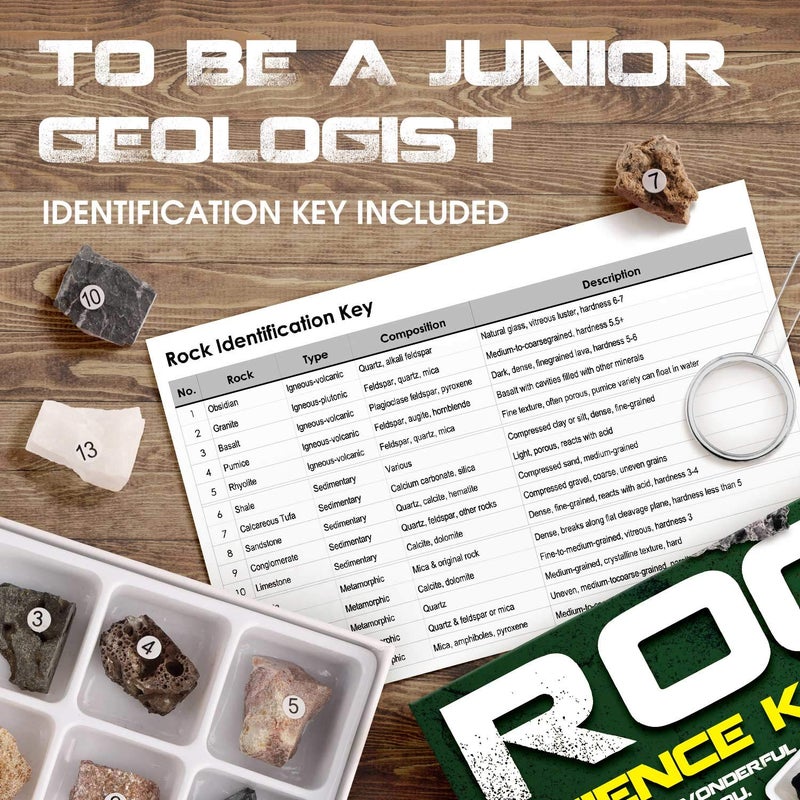 XX Rock & Stone Collection 15 PCS with Collector Box, STEM Toy Science Kit Geology Mineral Specimens Gift Presents for Kid Geologists - Image 2
